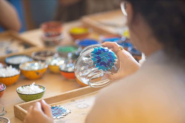 Workshop participant creating art